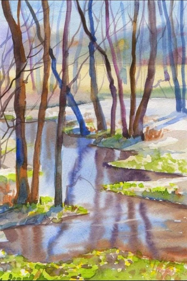 весенние пейзажи акварелью
