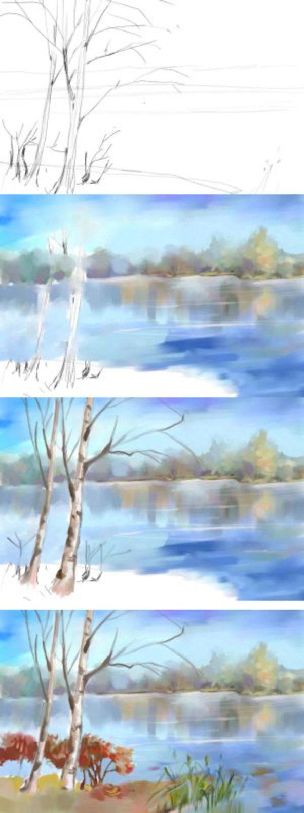 поэтапное рисование пейзажа