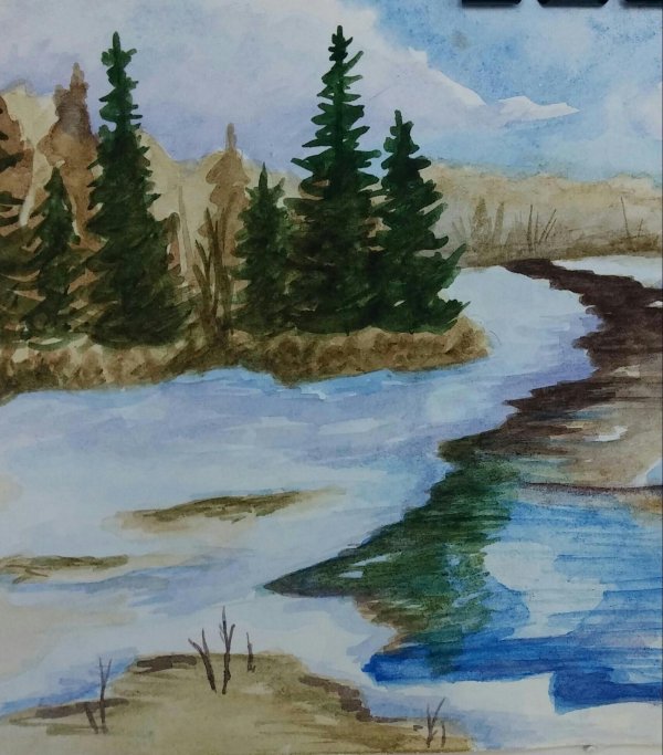 рисование весеннего пейзажа