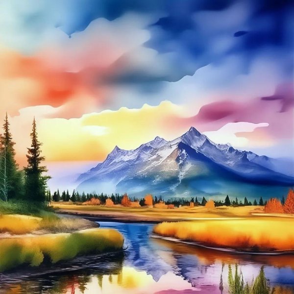 природа рисунок красками