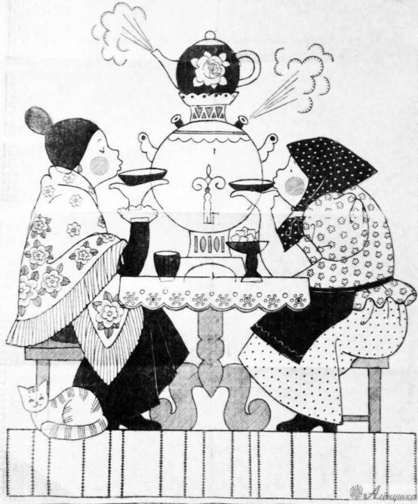 чаепитие раскраска