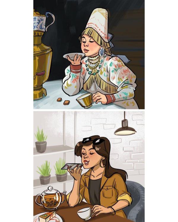 барыня пьет чай из блюдца картина