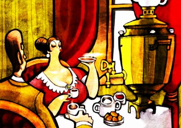 картина бабушка и машенька пьют чай оригинал