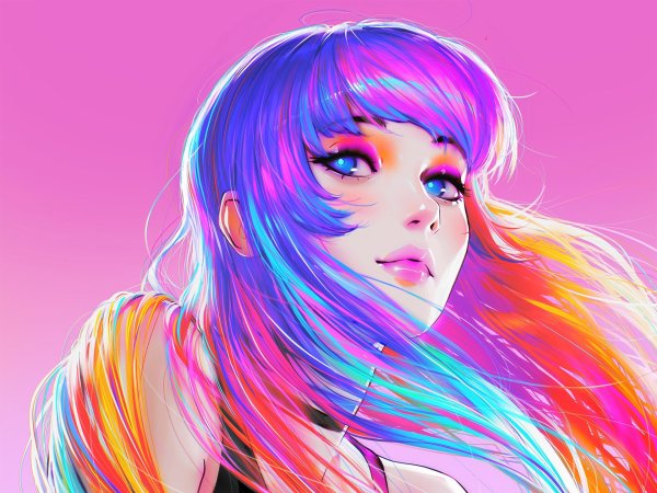 девушка с радужными волосами