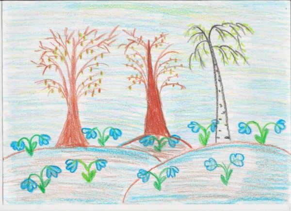 весенний пейзаж легкий рисунок