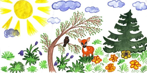 детские весенние рисунки