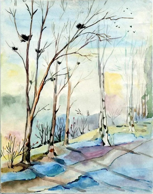 весенние пейзажи акварелью