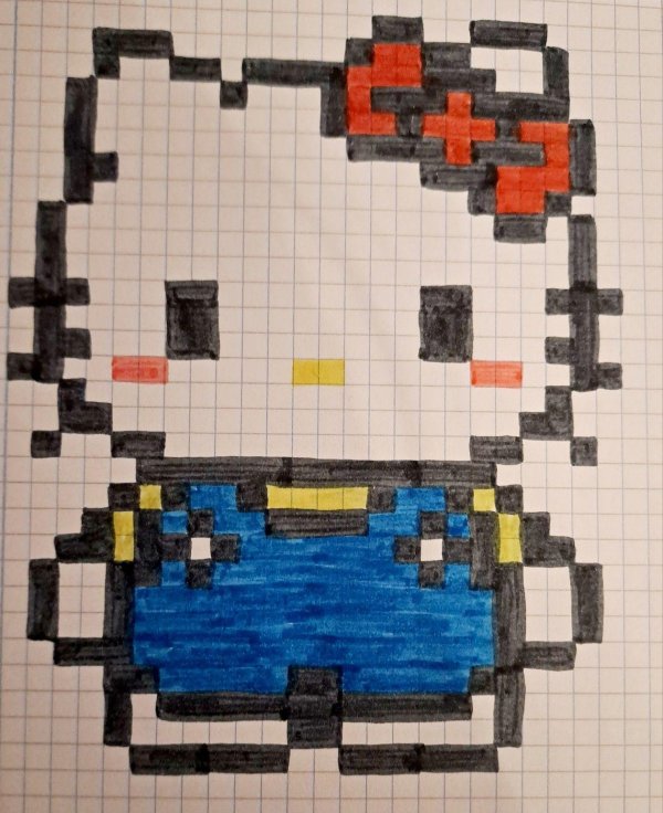 рисование по клеткам с хеллоу китти