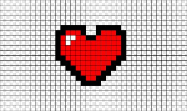 рисование по клеткам сердечко