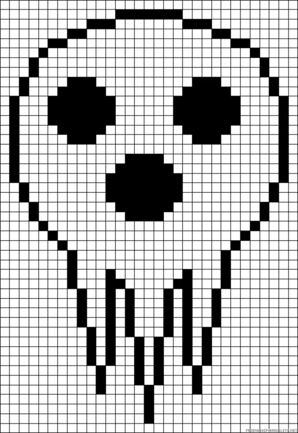 рисунки по клеткам череп