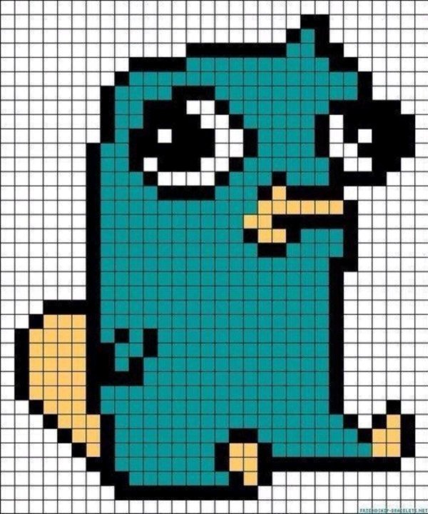 перри утконос по клеточкам