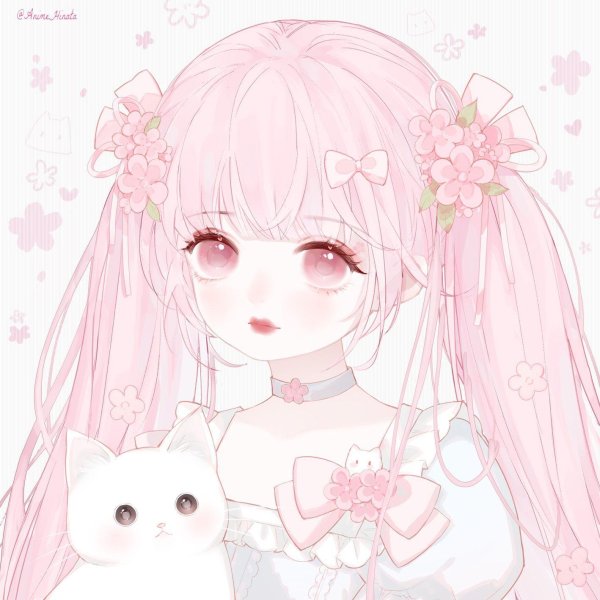 розовые волосы аниме