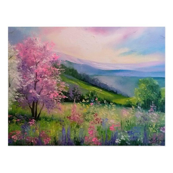 пейзаж акрилом на холсте