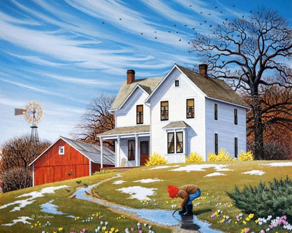 весенняя деревенька john sloane