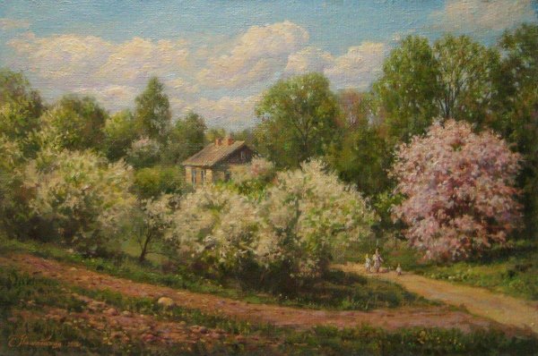 левитан цветущие яблони 1896