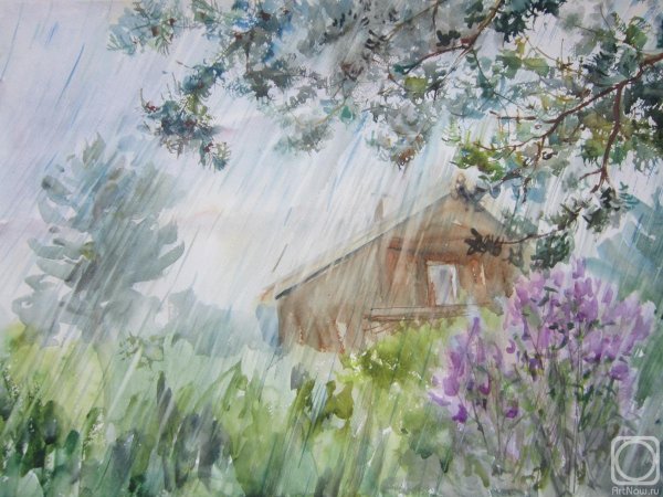 пленер этюд акварелью деревня