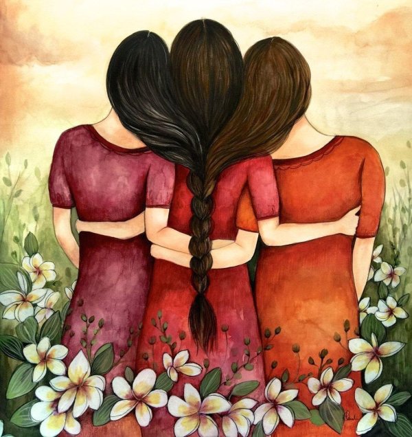 подруги иллюстрация