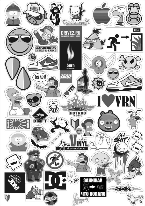 черно белая наклейка