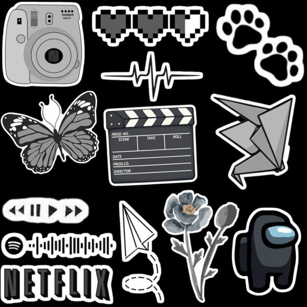 черно белая наклейка