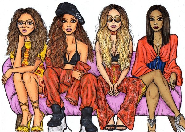 три девушки рисунок