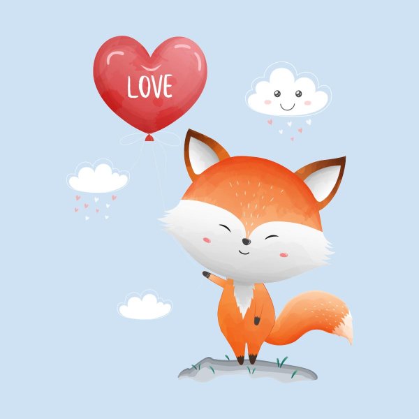 лисенок с шариком