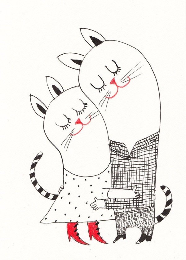 влюбленные коты рисунки