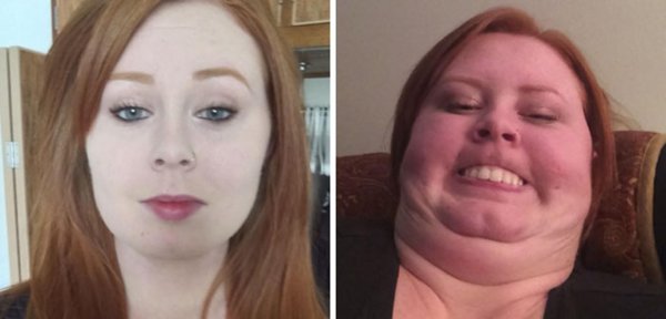 девушка кривляется лицом