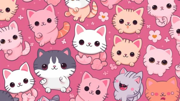 милый розовый котик