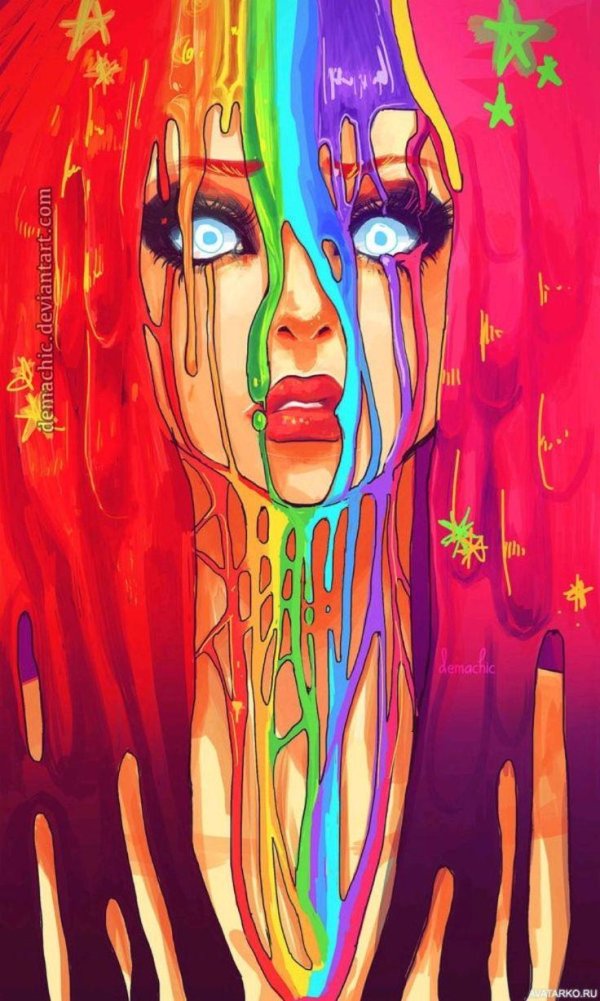 картина девушка разноцветная