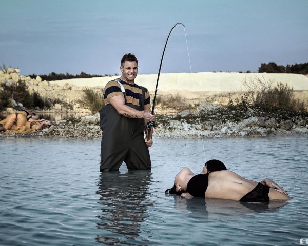 фотомонтаж рыбак