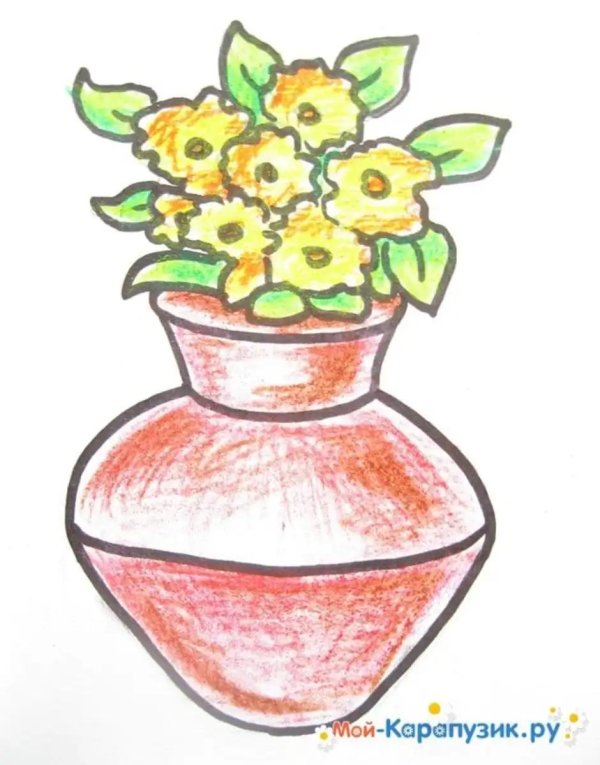 рисование ваза с цветами