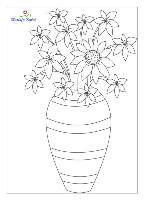 цветы в вазе рисунок