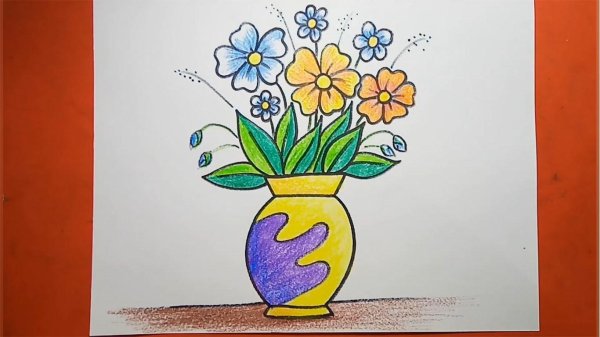 рисование вазы с цветами