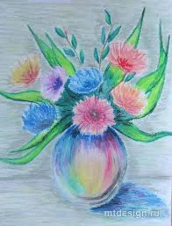 цветок пастелью