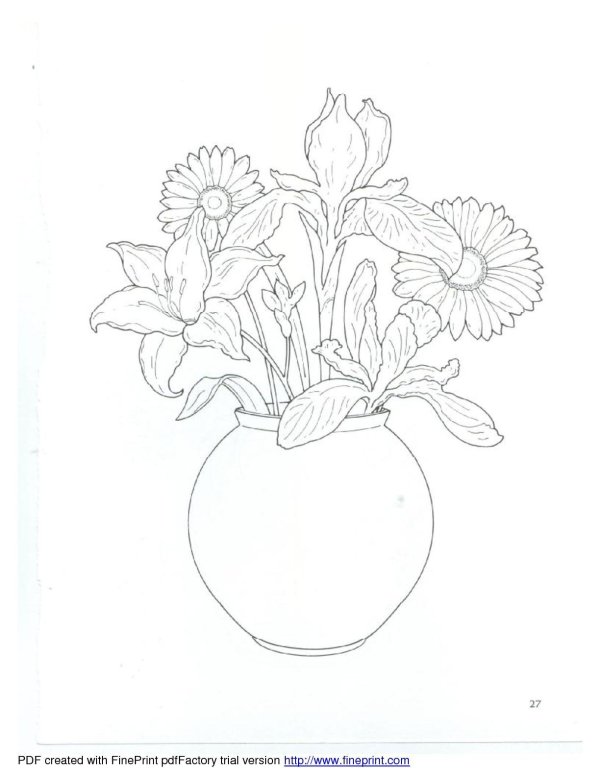 цветы в вазе раскраска