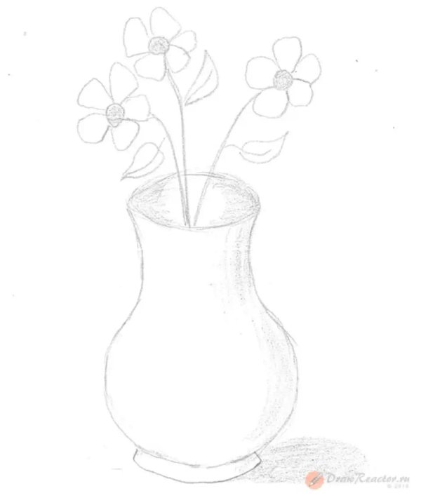 рисование вазы с цветами