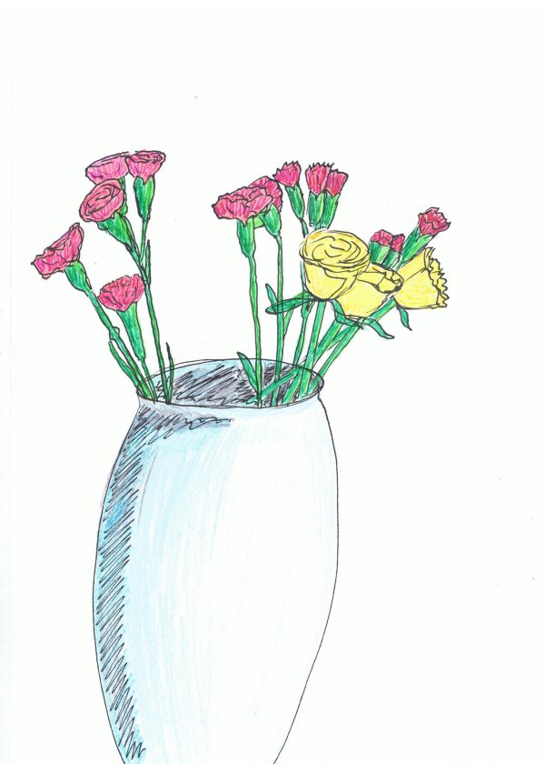 рисование вазы с цветами
