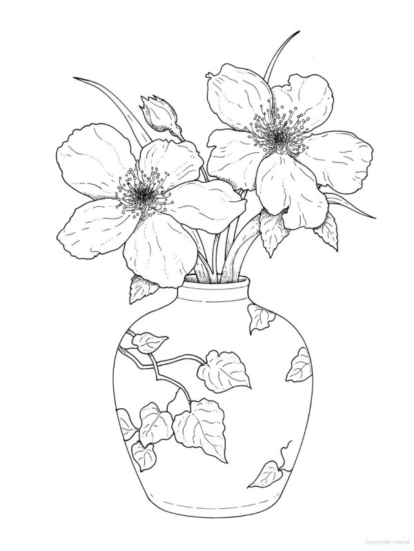 рисунки цветов в вазе