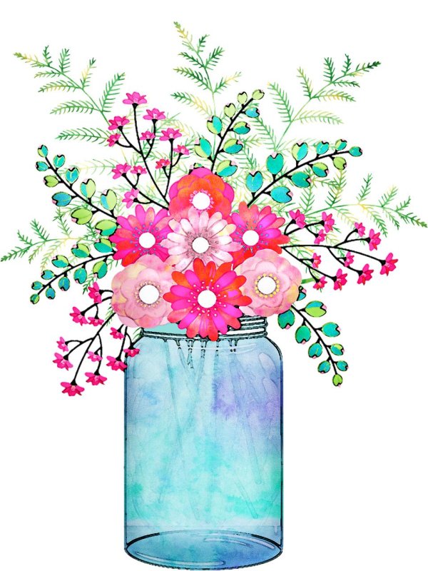 Нарисованная ваза с цветами