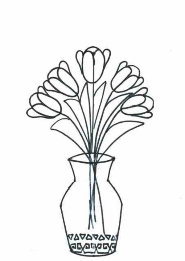 поэтапное рисование ваза с цветами
