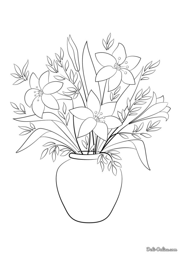 цветок в вазе рисунок