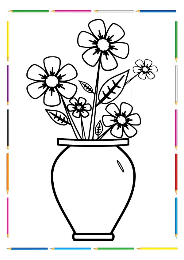 раскраска цветок в вазе