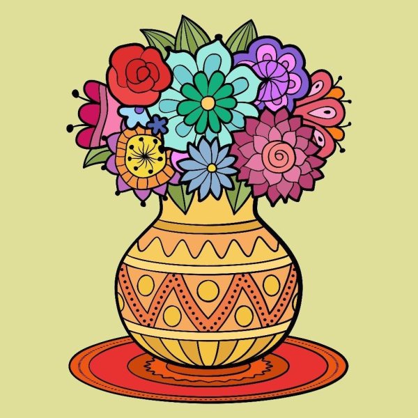 рисунок цветы в вазе для детей