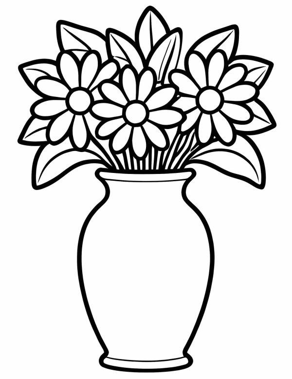 цветы в вазе раскраска