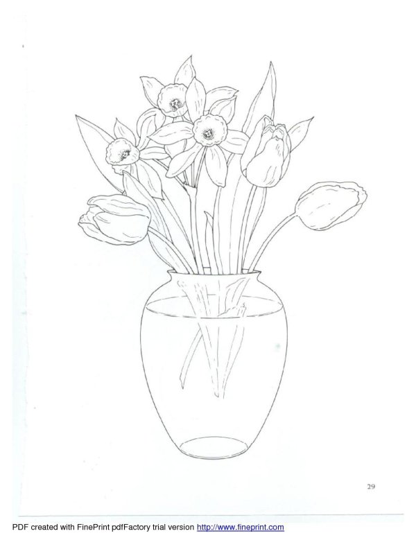 раскраска цветы в вазе