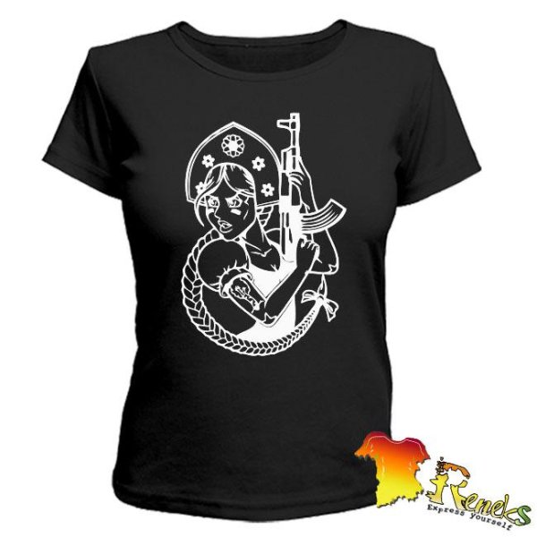 наклейка девушка с автоматом