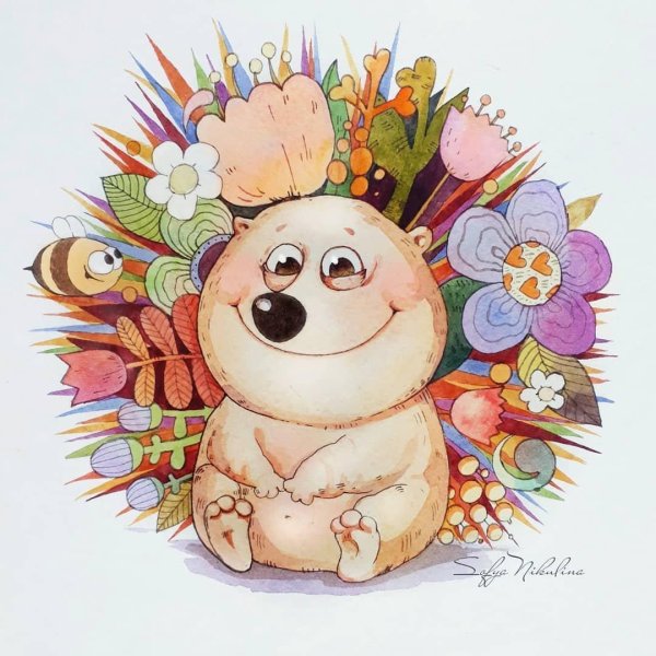 живопись елена разина ежик