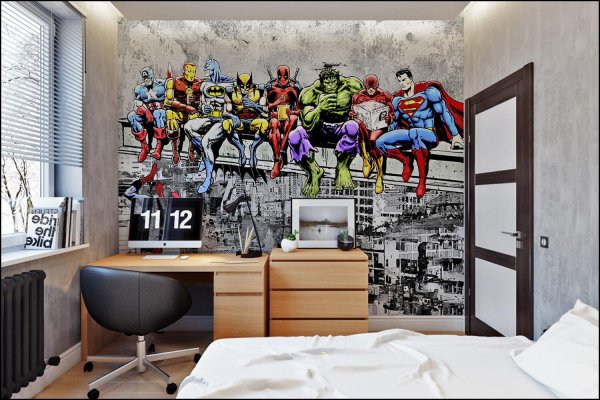 супергерои на стене