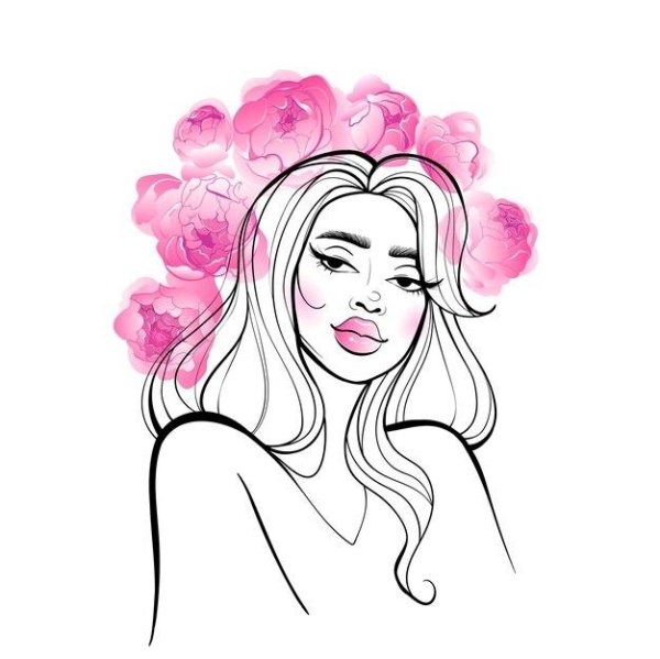 С цветами женщине нарисованные
