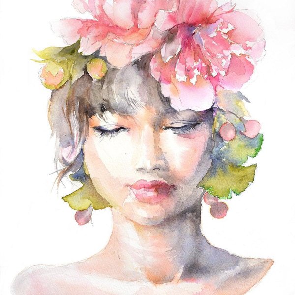 акварельные цветы